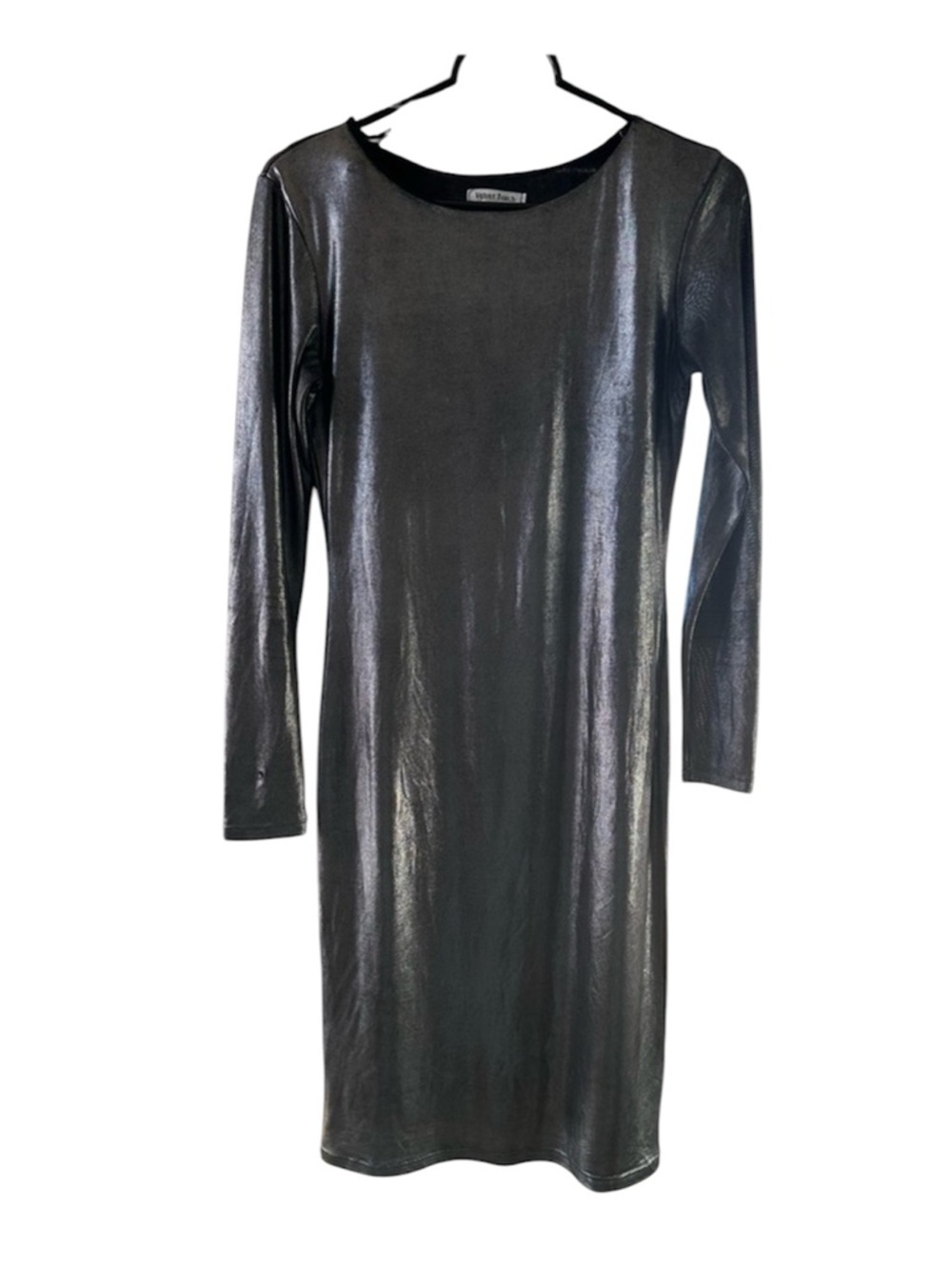 Velvet Torch Shimmering Silver Long Sleeve Dress Size M